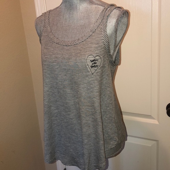 Grey Stripe Sorry Not Sorry Tank Top - Picture 6 of 7